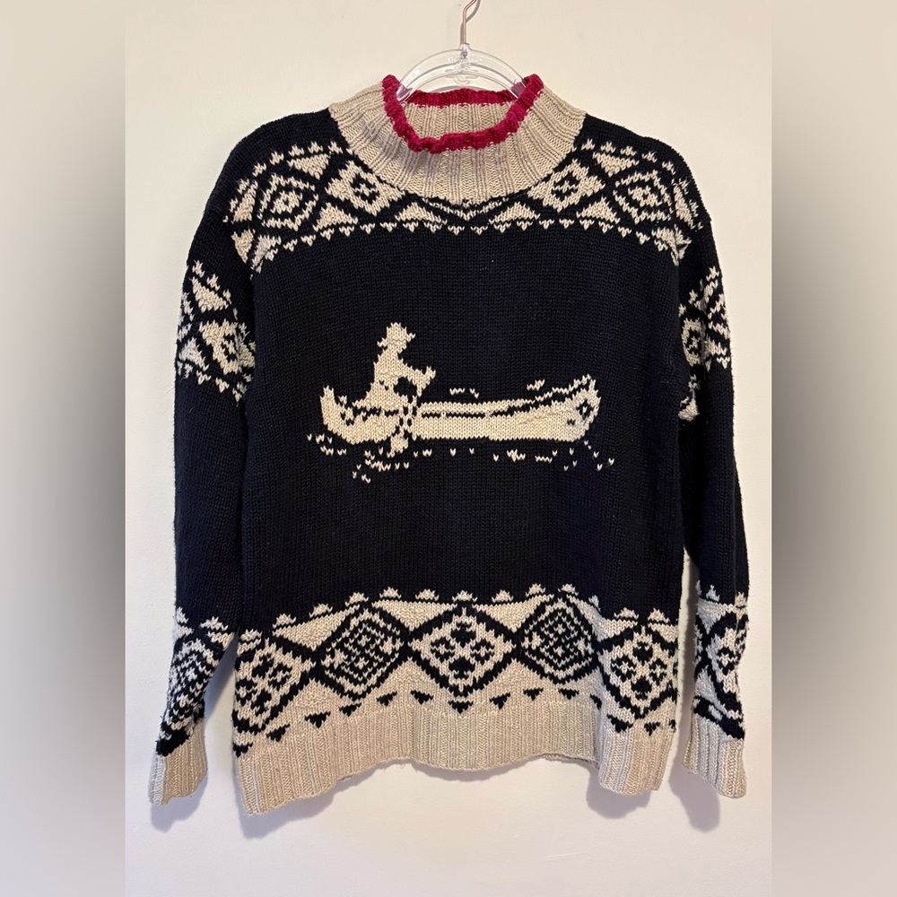 Vintage Lauren Ralph Lauren hand knit fair isle canoe mock neck sweater